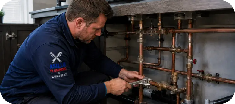 Photo of a plumbing Cape Town provider conducting plumbing maintenance on a plumbing installation.