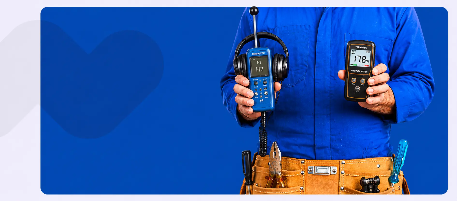Leak detection Cape Town specialist from Asillo Plumbing & Maintenance using an acoustic listening device and moisture meter to identify hidden water leak sources in residential and commercial plumbing systems.