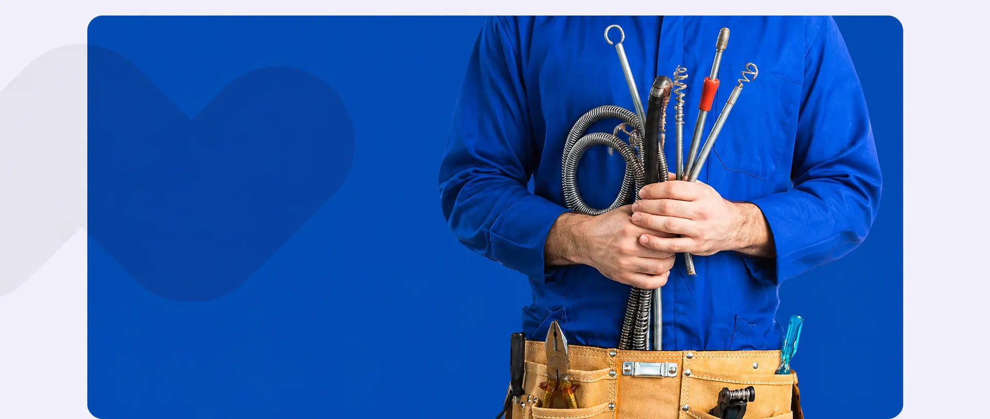 Plumbing fault finding specialist from Asillo Plumbing & Maintenance holding drain inspection rods and augers used to diagnose blocked drains, pipe faults, and hidden plumbing problems in residential and commercial plumbing systems.